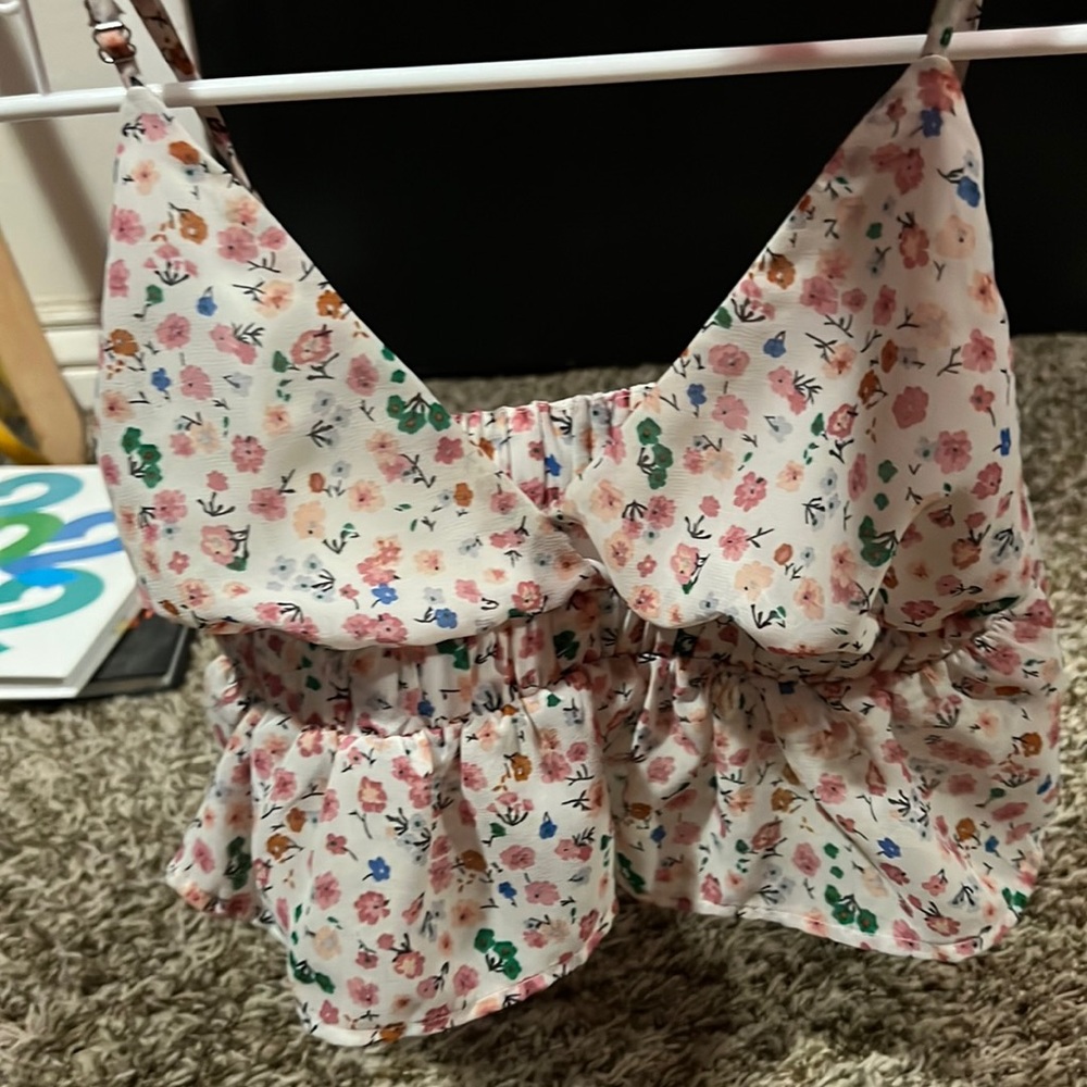 blue blush cami crop top